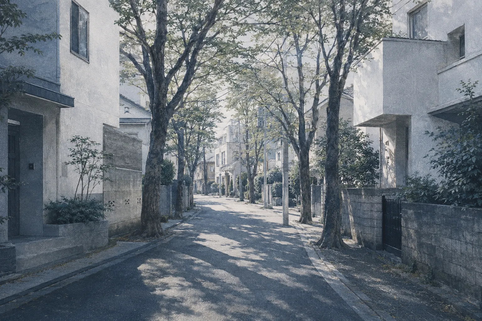 阿佐ヶ谷駅周辺の街路(水彩スタディ)